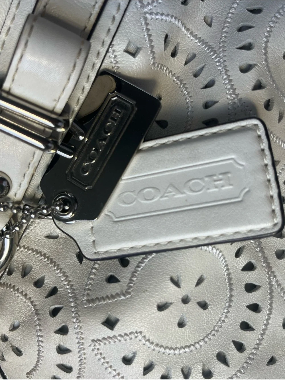COACH 16997 MADISON SOPHIA LASER CUT OP ART 2-WAY LEATHER HANDBAG